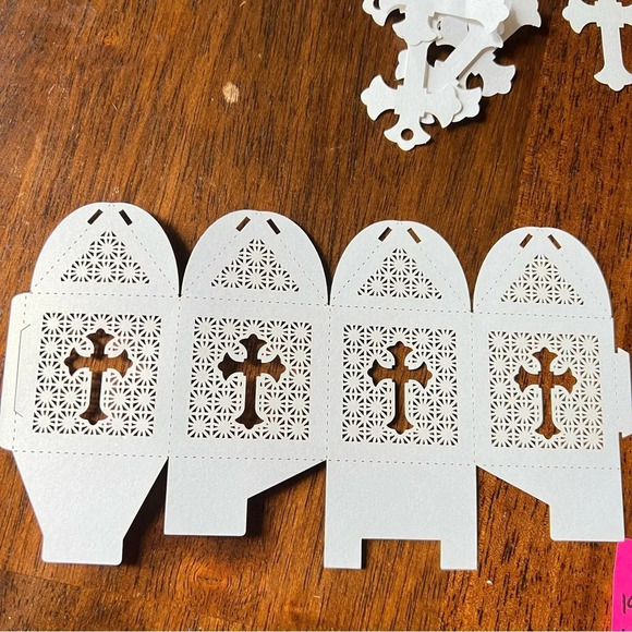 Baptism Favor Boxes Set w/ rosary inside Baby Shower Christening Small Gift Bags - Picture 7 of 10